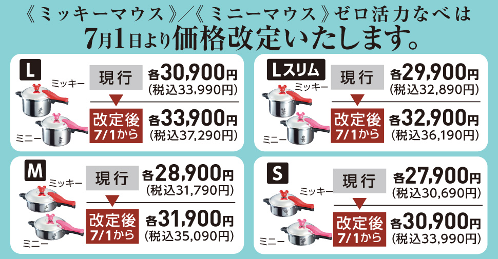 値上げ告知