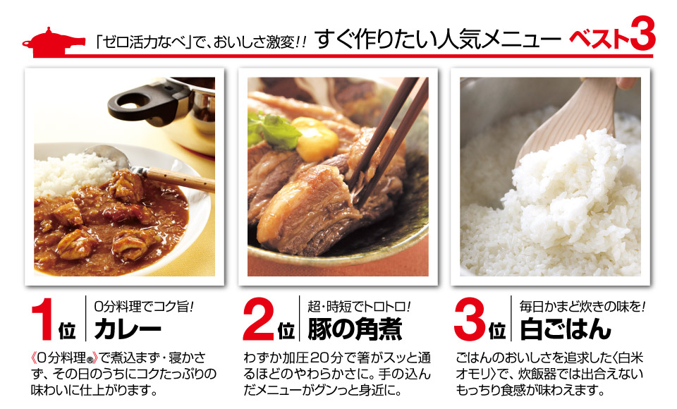 ゼロ活力なべでおいしさ激変!すぐに作りたい人気メニューベスト3
